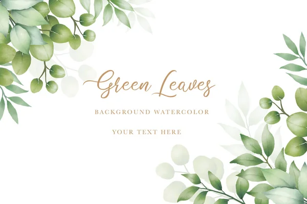 Hand Draw Watercolor Green Leaves Background — Stock Vector