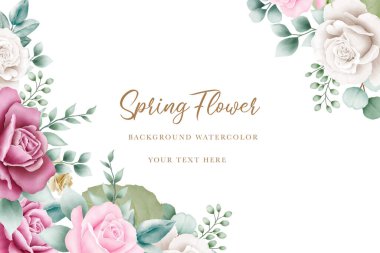 hand drawn floral roses background watercolor design clipart