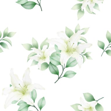 El çizimi suluboya zambak pürüzsüz desen