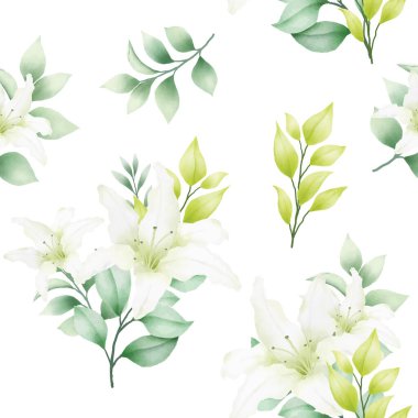 El çizimi suluboya zambak pürüzsüz desen