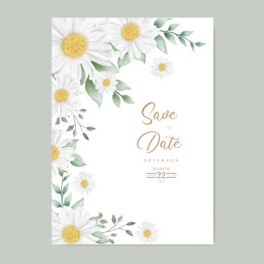 El çizimi suluboya papatya çiçeği arka planı