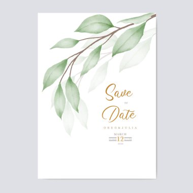 suluboya yapraklı düğün davetiyesi