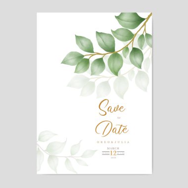 suluboya yapraklı düğün davetiyesi