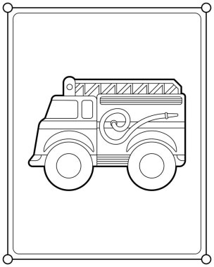 Çocuk boyama sayfası illüstrasyonu için uygun itfaiye aracı veya itfaiye aracı