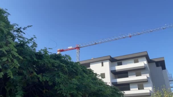 Italia Milano Lombardy Blue Sky Building Crane Front Multi Storey — Stock Video