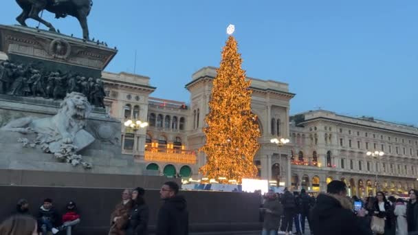 Milão Itália Dezembro 2023 Árvore Natal Frente Catedral Milão Praça — Vídeo de Stock