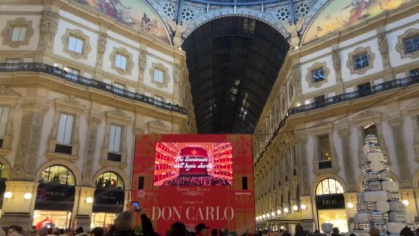 Milano Italia 2023 Vacanze Natale Milano Centro Storico Decorato Con — Video Stock