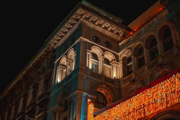 Galleria Vittorio Emanuele Durante Navidad Paseo Nocturno Compras Centro Milán — Foto de Stock