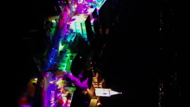 Nagranie Nocnego Drona Wyspie Urządzonej Święta Wideo Pionowe Isola Superiore — Wideo stockowe