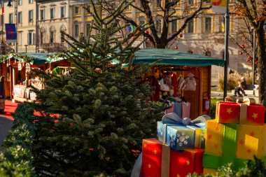 Bergamo, İtalya 'da Noel tatili, Lombardy 25.12.2023. Yüksek kalite fotoğraf