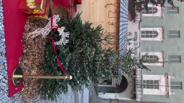 Дом Санта Клауса Центр Города Бергамо Время Новогодних Праздников Италия — стоковое видео