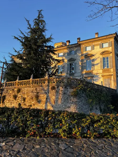 Bergamo Alta Selama Matahari Terbenam Yang Indah Perjalanan Natal Bergamo — Stok Foto