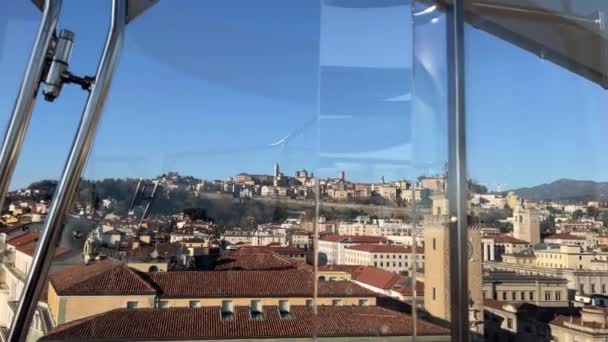 Pohled Město Bergamo Ruského Kola Bergamo Centrum Města Během Novoroční — Stock video