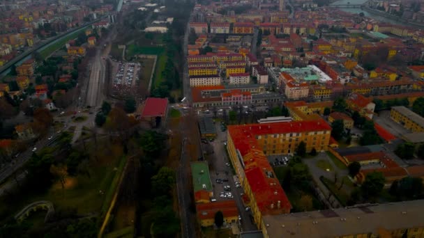 Letecký Pohled Veronu Romantické Město Itálii Městské Panorama Historické Centrum — Stock video
