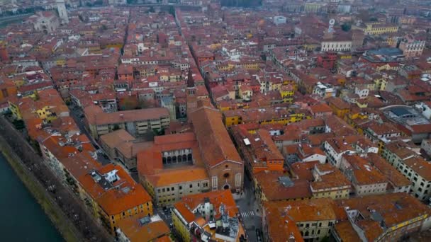 Vista Aérea Igreja Católica Chiesa Sant Eufemia Itália Veneto Verona — Vídeo de Stock