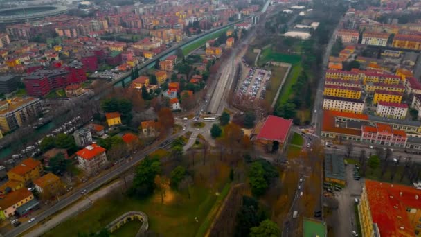 Widok Lotu Ptaka Miasto Werona Romantyczne Miasto Włoszech Miejska Panorama — Wideo stockowe
