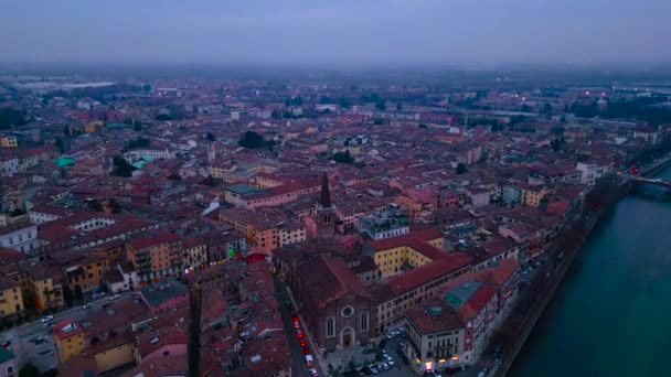 日落时俯瞰浪漫的维罗纳城 意大利威尼托地区 2024 — 图库视频影像