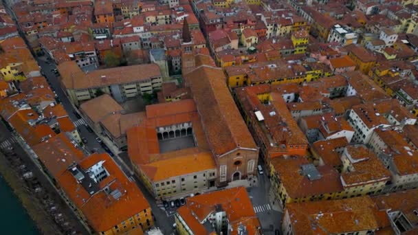 Вид Воздуха Город Верона Городской Пейзаж Исторический Центр Города Красные — стоковое видео
