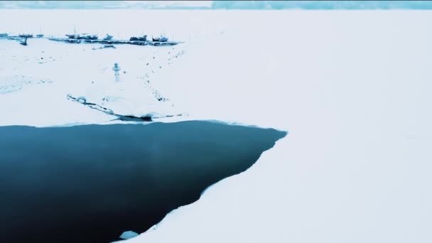 Russland Winter Winteraufnahmen Aus Einer Drohne Wolga Winter Mit Schnee — Stockvideo