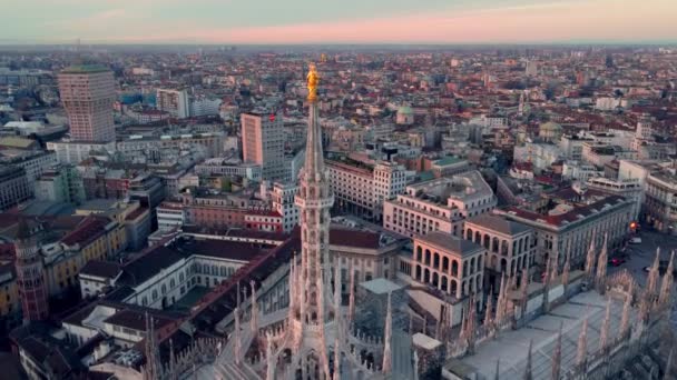 Αεροφωτογραφία Φωτογραφία Του Καθεδρικού Ναού Του Μιλάνου Piazza Del Duomo — Αρχείο Βίντεο