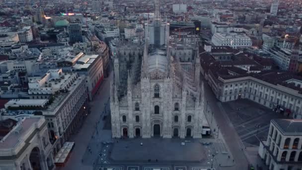 Aerial View Shot Milan Cathedral Piazza Del Duomo Milano Galleria — Stock videók