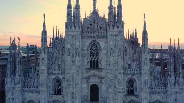 Vista Aérea Shot Milan Cathedral Piazza Del Duomo Milano Galleria — Vídeos de Stock