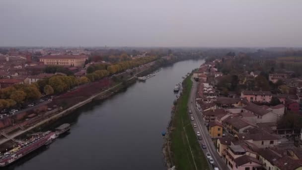 Pohled Středověké Město Pavia Itálii Záběry Dronů Pavia Itálie Lombardie — Stock video