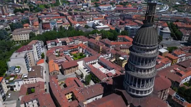 Veduta Aerea Paesaggio Architettonico Della Città Novara Piemonte Italia Basilica — Video Stock