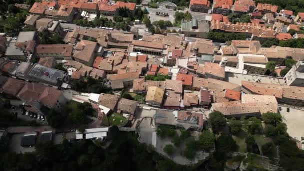 Veduta Aerea Del Paesaggio Urbano Sammarinese Fortezza Guaita Sulla Cima — Video Stock