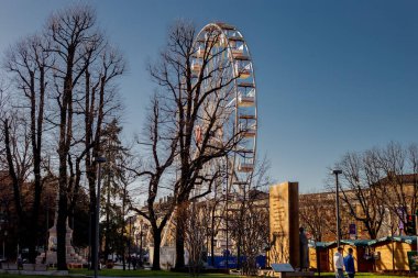 Bergamo, İtalya, Lombardy. Eski kasaba. İtalya 'nın en güzel şehirlerinden biri. Noel tatili 25.12.2023. Yüksek kalite fotoğraf
