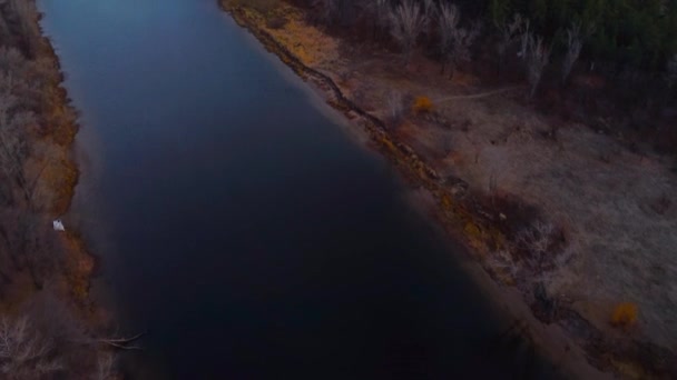 Φθινόπωρο Palette Drone Brushstroke Πάνω Από Ρωσικά Τοπία Ποταμός Βόλγα — Αρχείο Βίντεο