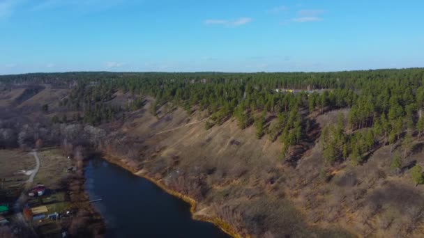 Herfst Uitzicht Vanuit Lucht Wolga River Forest Het Grushinsky Festival — Stockvideo