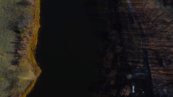 Podzimní Výhled Vzdušné Výhledy Řeku Volhu Les Grušinskou Slavnostní Louku — Stock video