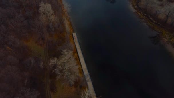 Podzimní Tapisérie Letecké Pohledy Rusko Příroda Drone Záběry Přes Volha — Stock video