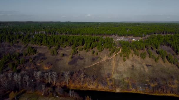 ロシアの秋のタペストリー空中ビュー ヴォルガ川 山の上の自然ドローンフッテージ ロシア サマラ地方 高品質の4Kドローン映像 — ストック動画