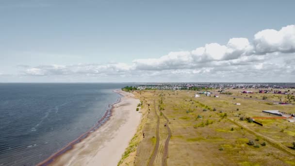 Nature Palette Drone Footage Destaca Dia Quente Praia Volga Rússia — Vídeo de Stock