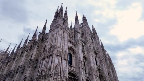 Yavaş Açılış Duomo Katedrali Güzelliği Milano Talya Ortaya Çıktı Yüksek — Stok video