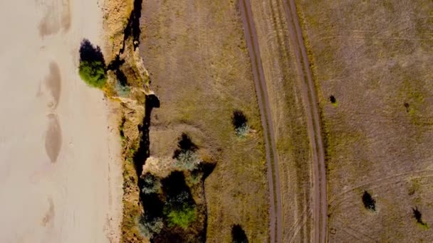 Drone Vistas Widok Lotu Ptaka Wołga Beach Malarstwo Jesienne Odcienie — Wideo stockowe