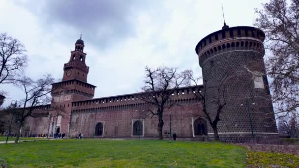 Zamek Sforzesco Mediolan Włochy Wysokiej Jakości Materiał — Wideo stockowe