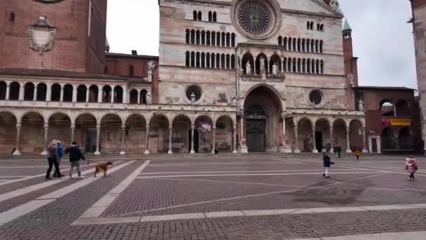 Katedralen Cremona Eller Katedralen Santa Maria Assunta Och Det Medeltida — Stockvideo