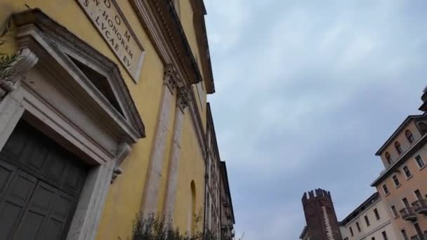 Arquitetura Italiana Caminhe Pela Parte Histórica Verona Itália Arquitetura Edifícios — Vídeo de Stock