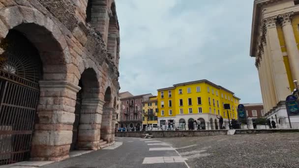Italien Verona 2024 Arkitektur Staden Verona Promenera Genom Den Historiska — Stockvideo