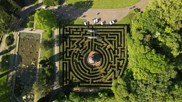 Top View Gyönyörű Labirintus Sigurta Garden Parkban Valeggio Sul Mincio — Stock Fotó