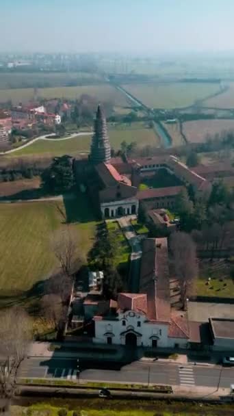 Abadia Chiaravalle Hyperlapse Drone Uma Pitoresca Abadia Século Xii Estilos — Vídeo de Stock