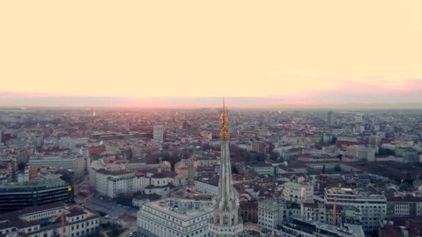 Luchtfoto Van Kathedraal Van Milaan Piazza Del Duomo Milano Galleria — Stockvideo