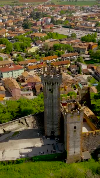 Scaligero Castle Valeggio Sul Mincio Aerial View Italy Veneto — Vídeo de Stock