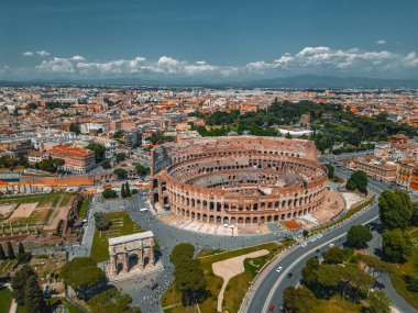 Roma 'daki Roma Kolezyumu, İtalya Hava Görüntüsü. 
