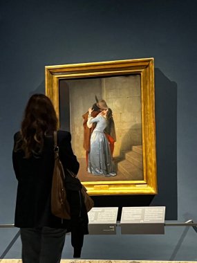 Milan, İtalya, 6 Ekim 2024: Brera Müzesi resimleri. Milan 'daki sanat galerileri. 