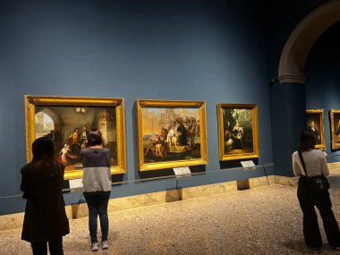 Milan, İtalya, 6 Ekim 2024: Brera Müzesi resimleri. Milan 'daki sanat galerileri. 