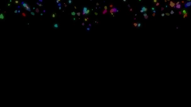 Gekleurde Confetti Vallen Uit Lucht Een Donkere Achtergrond Animatie Van — Stockvideo